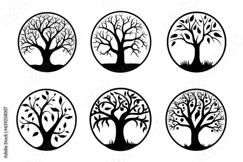 Set of tree of life Icons, vector Illustration isolated on white background