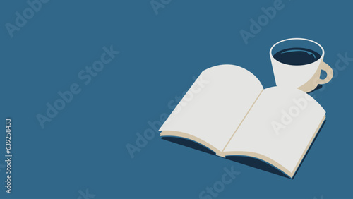 Illustration of book and coffee.