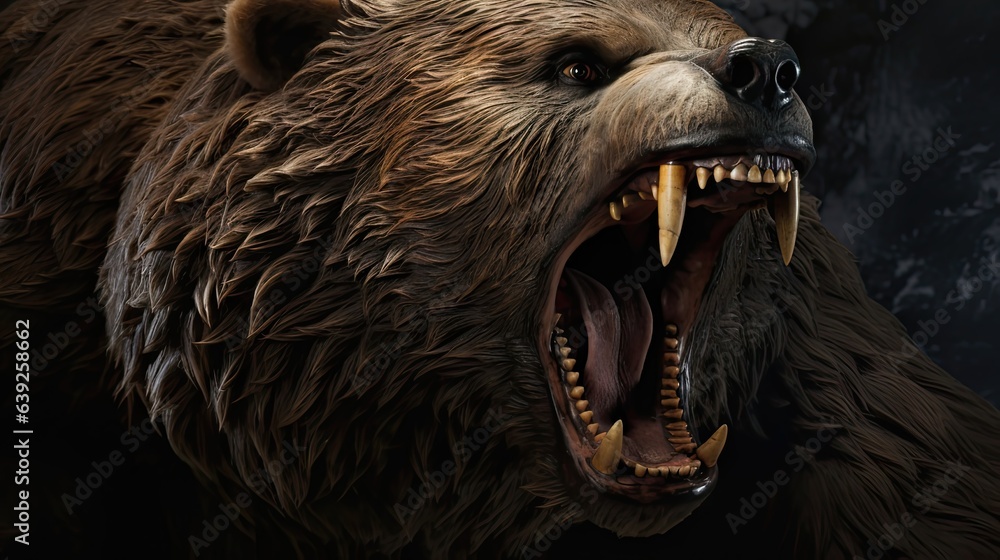 Explore the Intensity of an Angry Bear's Roar in Stunning Detail - obrazy, fototapety, plakaty 