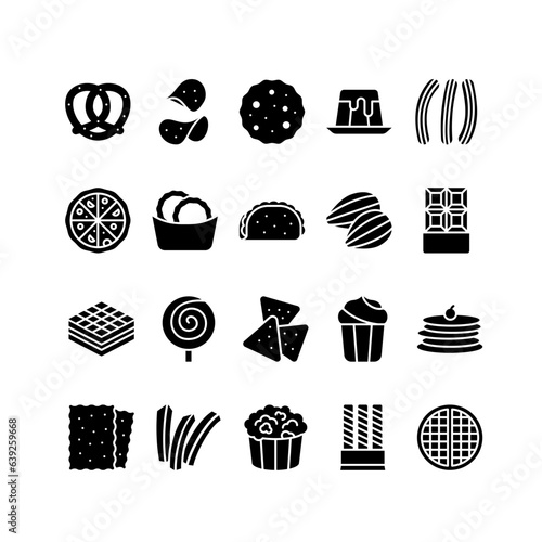 Set of snack Icons Glyph	
