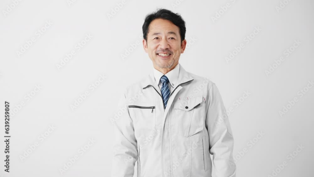 笑顔のミドル男性 作業服イメージ
笑顔のミドル男性 作業服イメージ