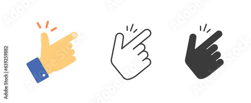 Snap finger click hand easy sound icon vector simple graphic pictogram symbol, flat flicking thumbs line outline art stroke linear design image clipart, gesture shape silhouette