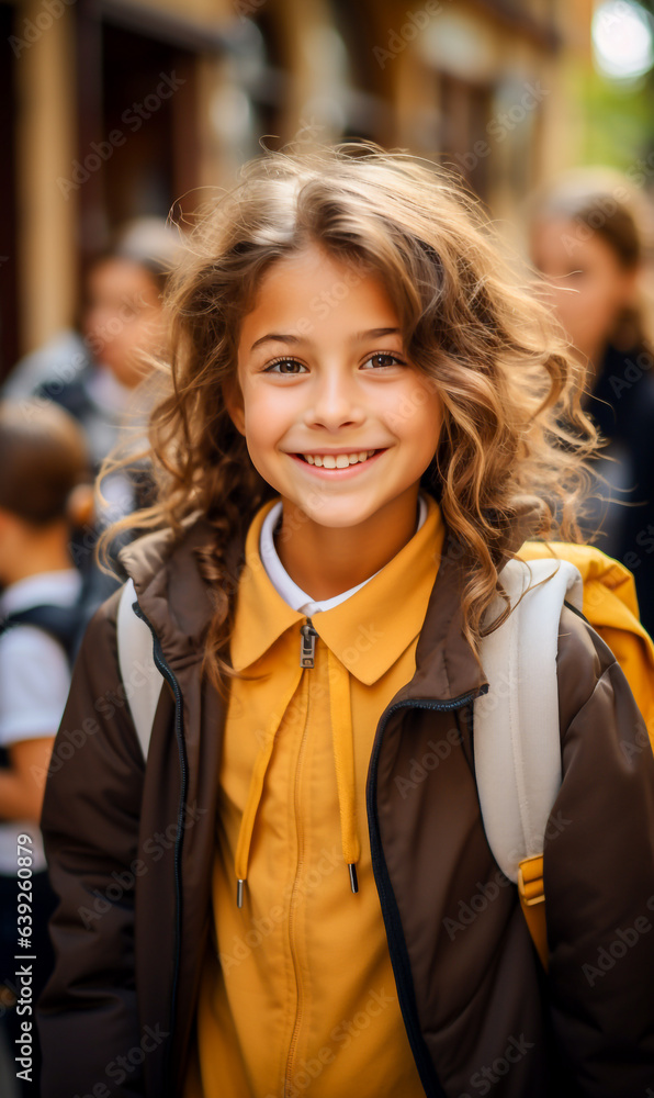 Happy and smiling schoolgirl back to school Happy and smiling schoolgirl back to school