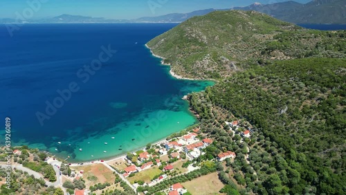 view of samos island in greece and the sea