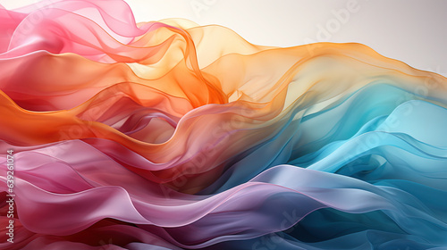 Flow Smooth Wavy Pattern Made of Gossamer Pink and Cyan Color Luxury Silk Transparent Cloths