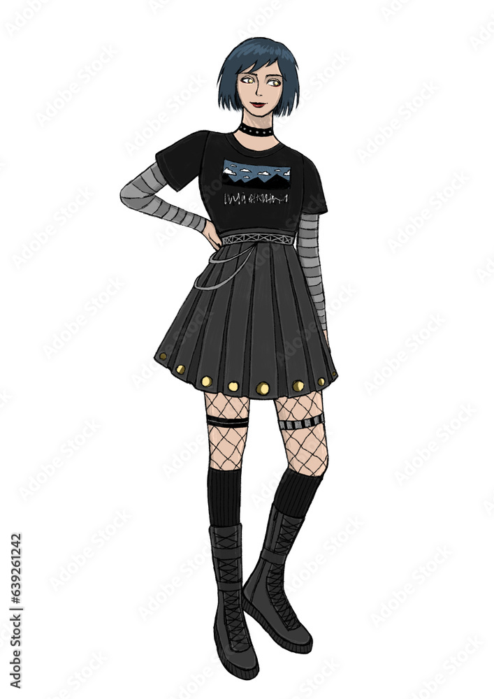 Alternative fashion girl, character concept, Character concept, isolated art Alternative fashion girl, character concept, Character concept, isolated art