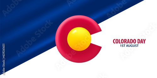 Happy 1st August, Colorado day, background. Happy day of state of Colorado. 3D symbols with symbols of the flag of Colorado state.