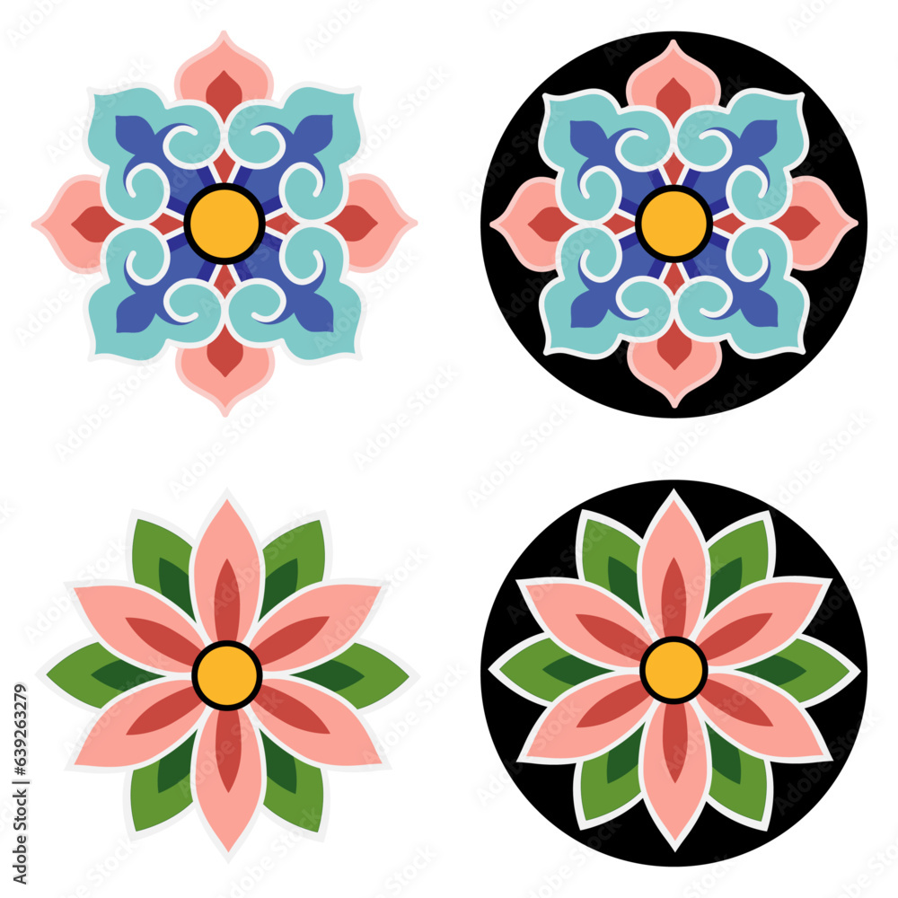 Beautiful and colorful Dancheong pattern, a traditional pattern of ...