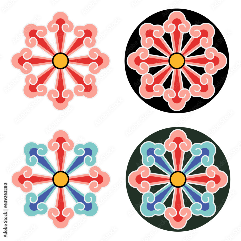 Beautiful and colorful Dancheong pattern, a traditional pattern of ...