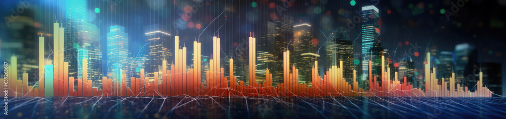 Panoramic view of financial charts Panoramic view of financial charts