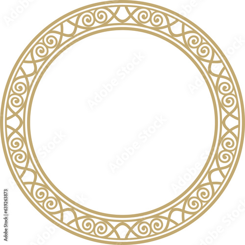 Vector gold round classic renaissance ornament. Circle, ring european border, revival style frame..
