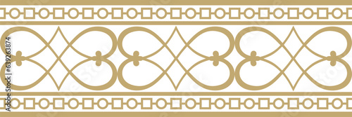 Vector gold seamless classic renaissance ornament. Endless european border, revival style frame..