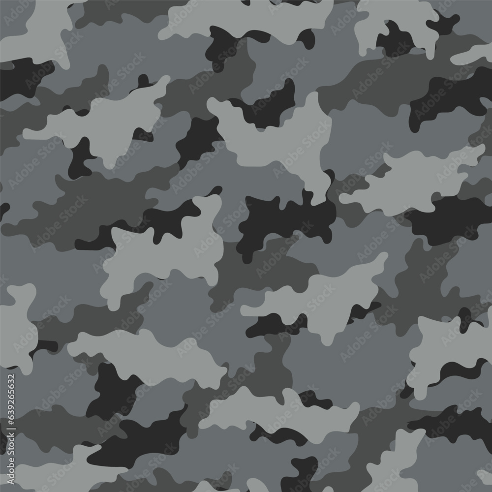 Abstract gray camouflage seamless pattern vector modern military backgound. Template printed textile fabric.