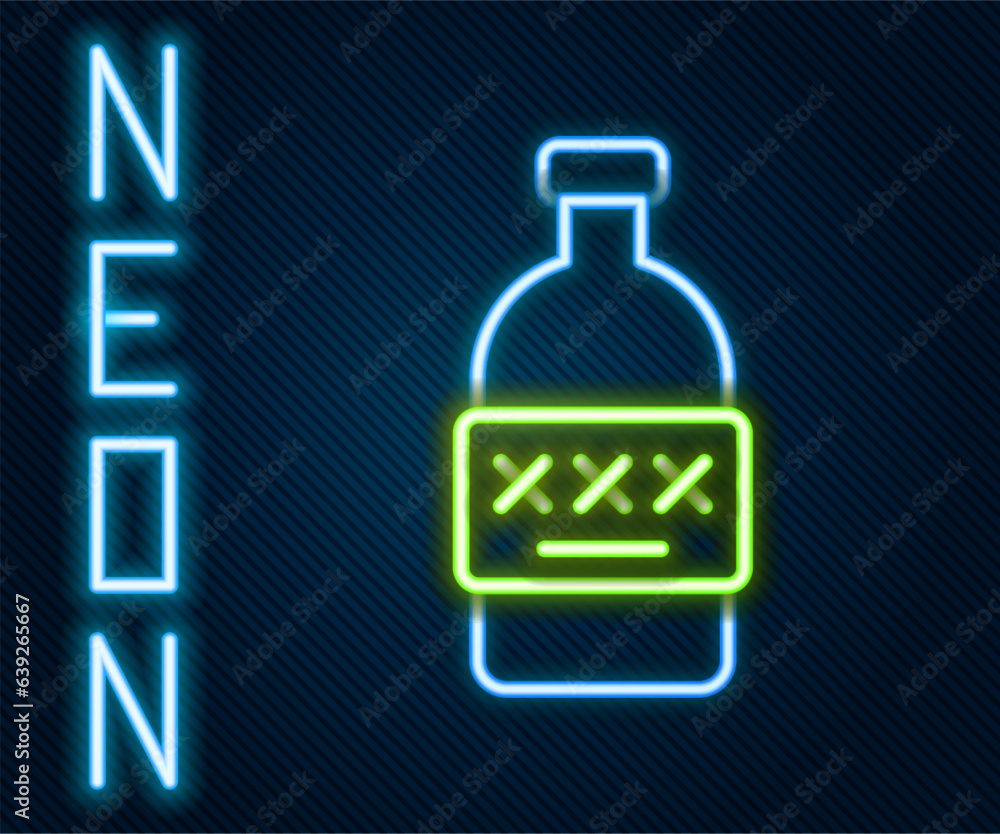 Glowing neon line Poisoned alcohol icon isolated on black background. Colorful outline concept. Vector Glowing neon line Poisoned alcohol icon isolated on black background. Colorful outline concept. Vector