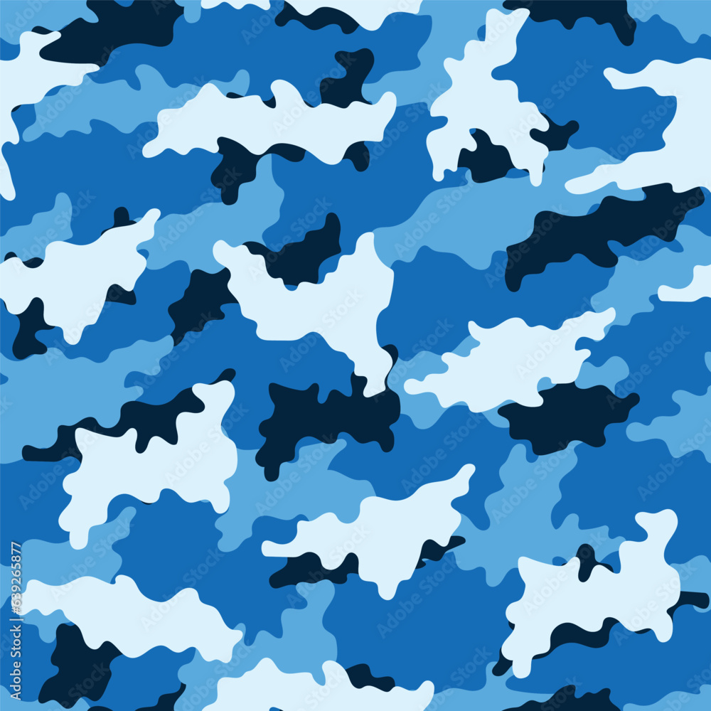 Abstract sea camouflage seamless pattern vector modern military backgound. Template printed textile fabric.