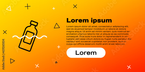 Line The problem of pollution of the ocean icon isolated on yellow background. The garbage, plastic, bags on the sea. Colorful outline concept. Vector