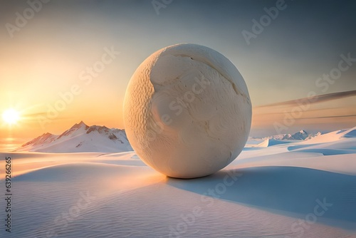 sunrise over the large snow ball 