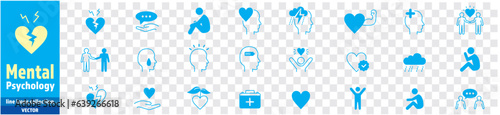 Psychology and Mental line icons collection Vector illustration