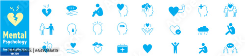 Psychology and Mental line icons collection Vector illustration