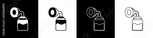 Set Breast pump icon isolated on black and white background. Vector