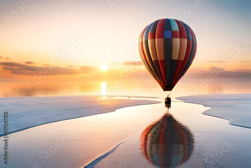 muiticolor hot air balloons flying in the sky very beautifull abstract background  photo