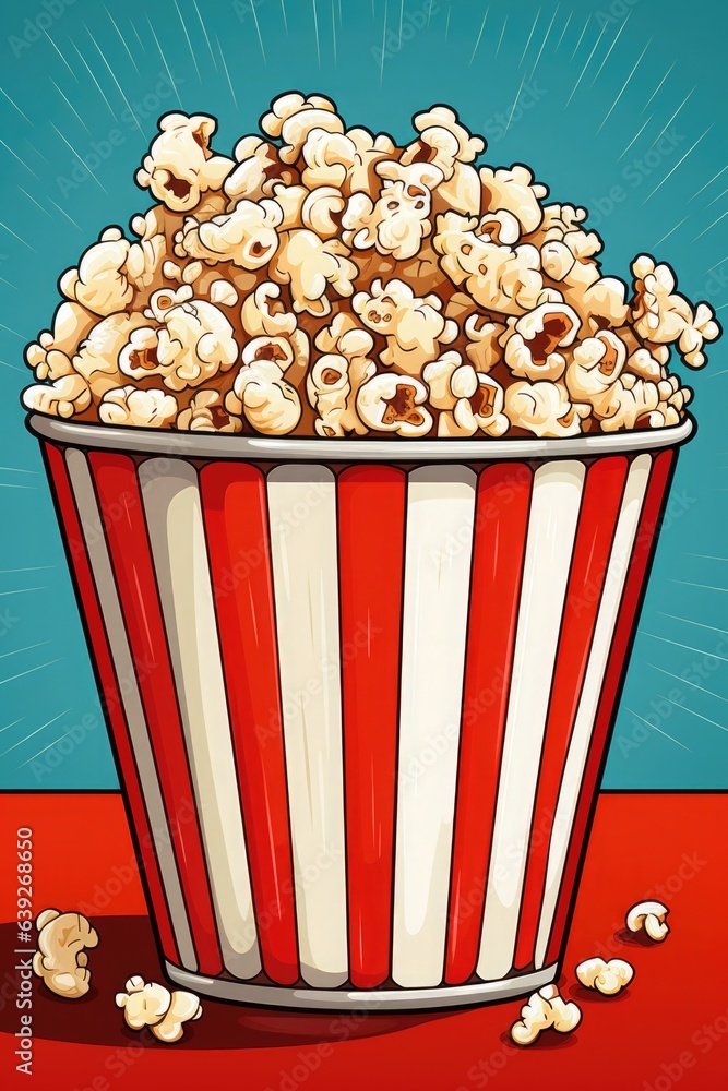 Popcorn in a bucket, retro style illustration