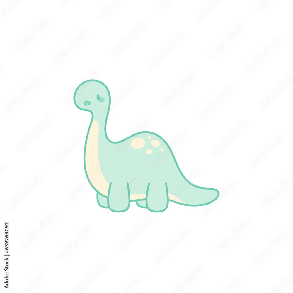 Dinosaur cute characters. Green brachiosaurus icon.