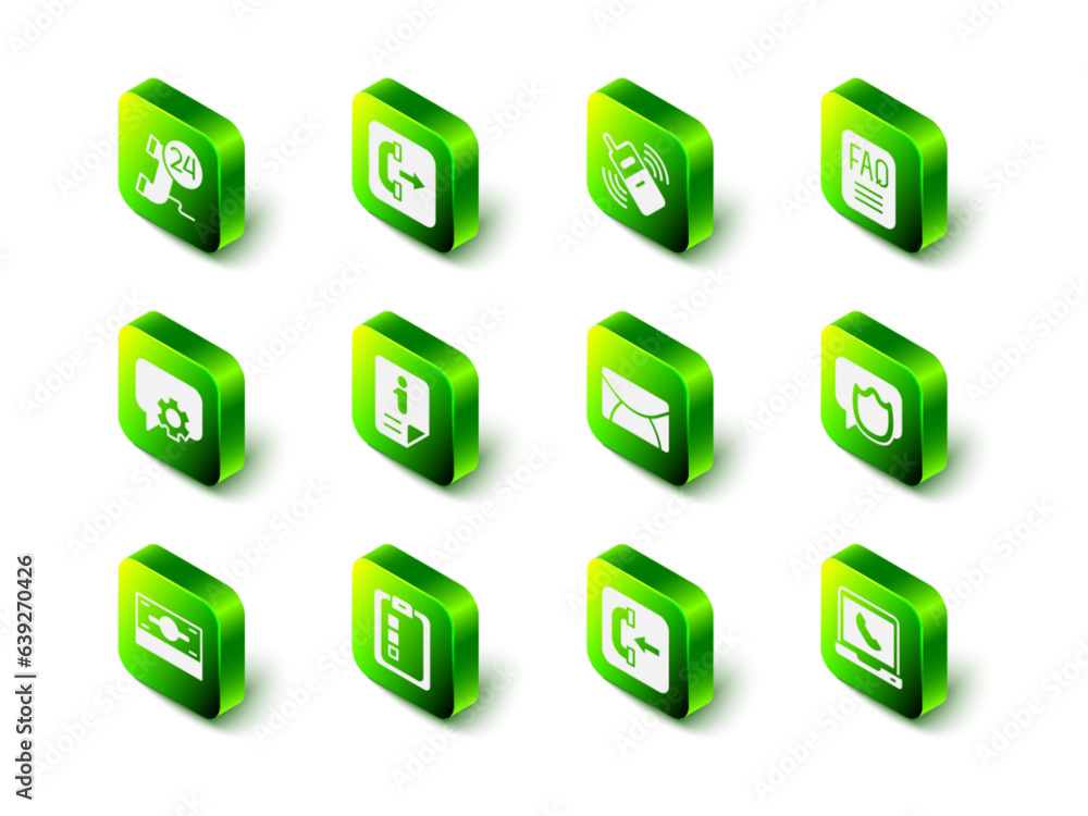 Set Outgoing call phone, Mobile, FAQ information, Speech bubble chat, Telephone 24 hours support, Mail and e-mail, Incoming and Online quiz, test, survey icon. Vector Set Outgoing call phone, Mobile, FAQ information, Speech bubble chat, Telephone 24 hours support, Mail and e-mail, Incoming and Online quiz, test, survey icon. Vector