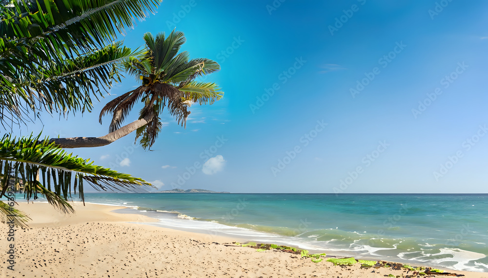 sea beach and palm tree