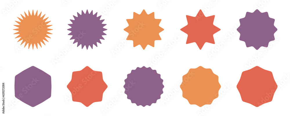 Set of vector starburst.Starburst shape set. Vector burst icon. Promotional badge.Bursting icon.Sunburst seamless sticker collection. Set of vector starburst.Starburst shape set. Vector burst icon. Promotional badge.Bursting icon.Sunburst seamless sticker collection.