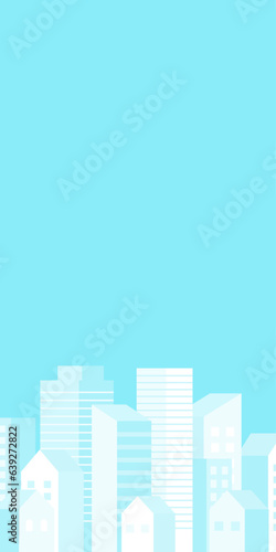 背景イラスト_ビル群_水色