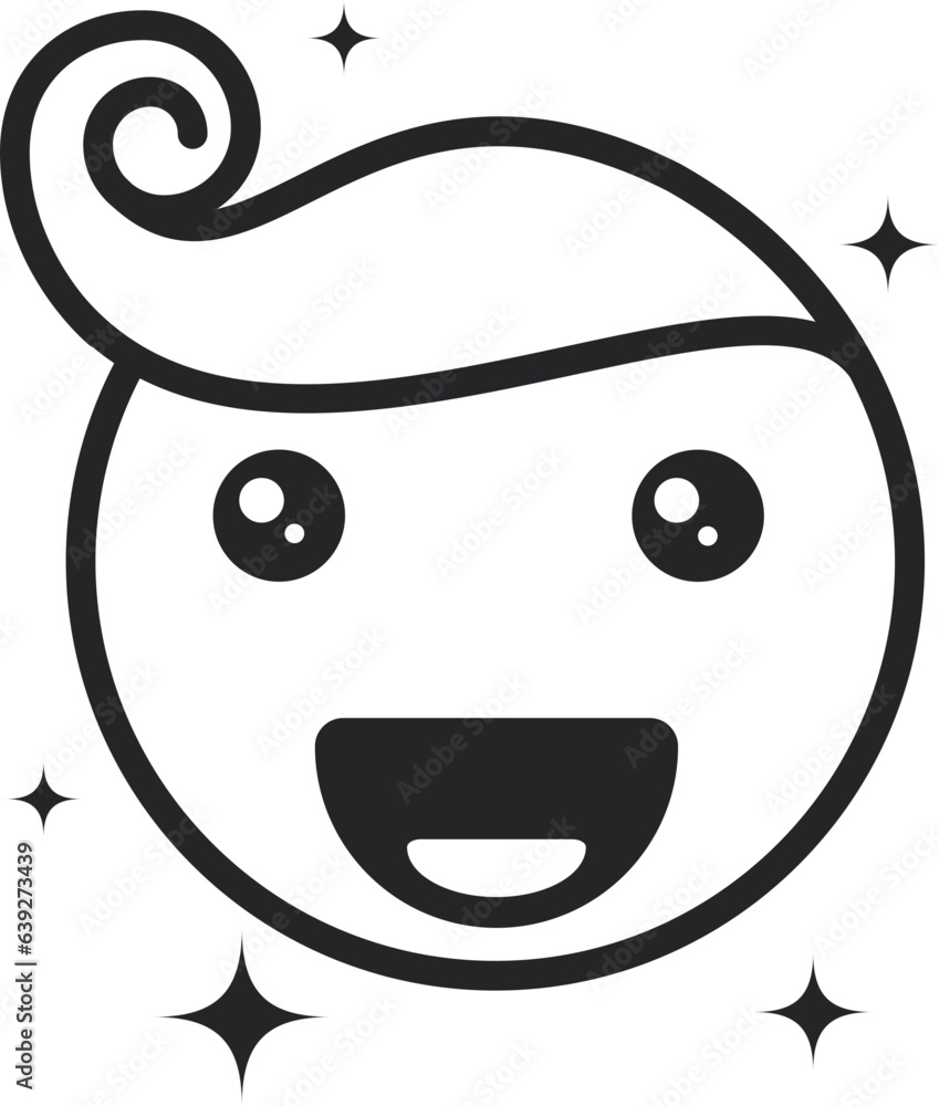 Fototapeta premium Cartoon Face Emoji Line Icon