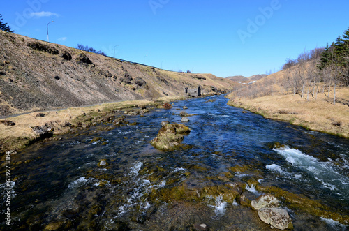 Fast Flowing River in Rural Remote Iceland