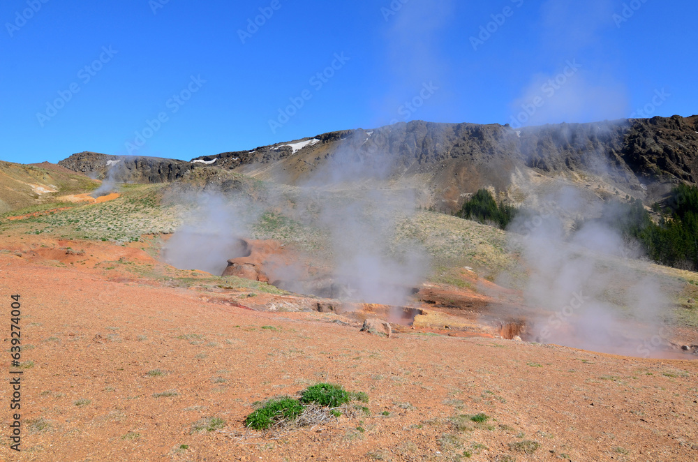 Hot Steam Rising Up from the Barren Landscape