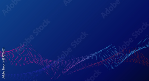 Abstract technology background. Futuristic blue virtual display screen. Line wave. Vector illustration.