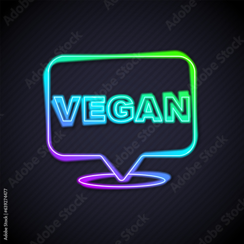Glowing neon line Vegan food diet icon isolated Glowing neon line background. Organic, bio, eco symbol. Vegan, no meat, lactose free, healthy, fresh and nonviolent food. Vector