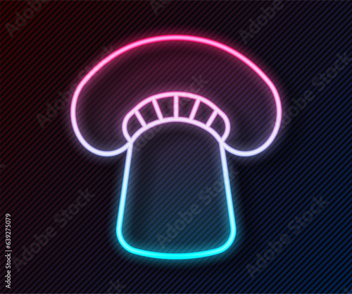 Glowing neon line Mushroom icon isolated on black background. Vector
