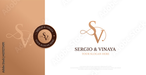 Wedding Logo Initial SV Logo Design Vector