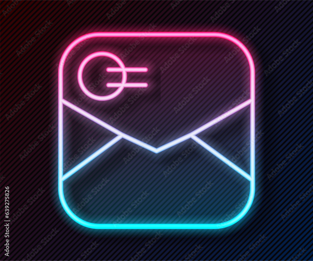 Glowing neon line Envelope with Valentine heart icon isolated on black background. Message love. Letter love and romance. Vector Glowing neon line Envelope with Valentine heart icon isolated on black background. Message love. Letter love and romance. Vector