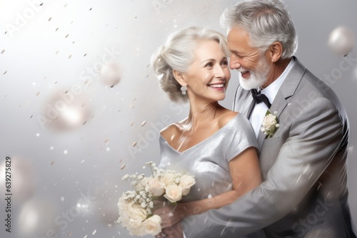 Poster for the anniversary of the silver wedding with the image of a couple in love