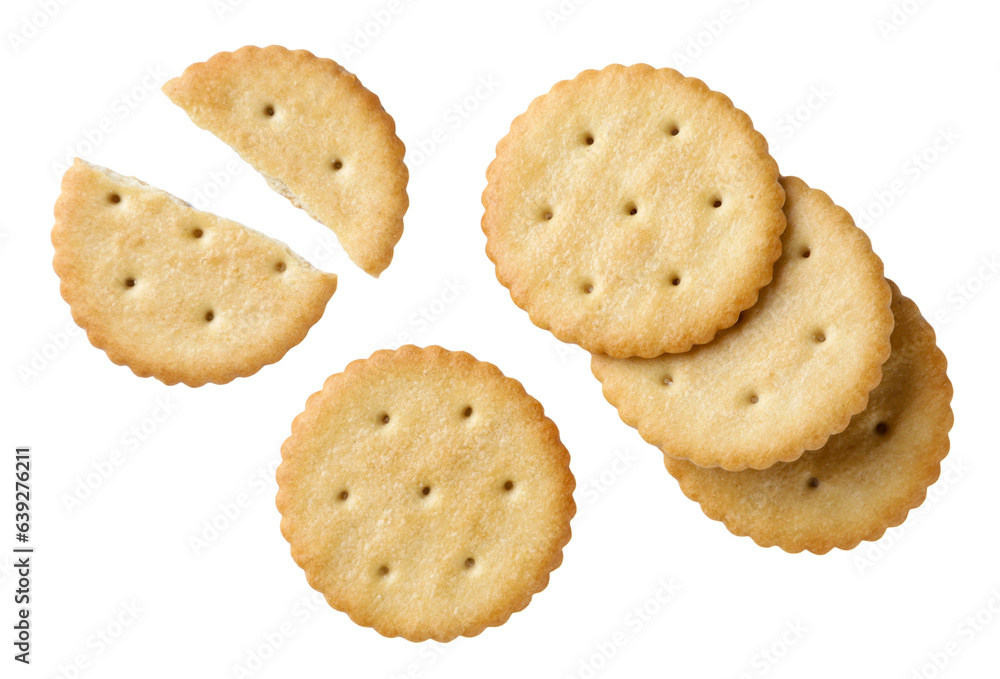 Set of cracker cookies close-up on a white. Top view Set of cracker cookies close-up on a white. Top view