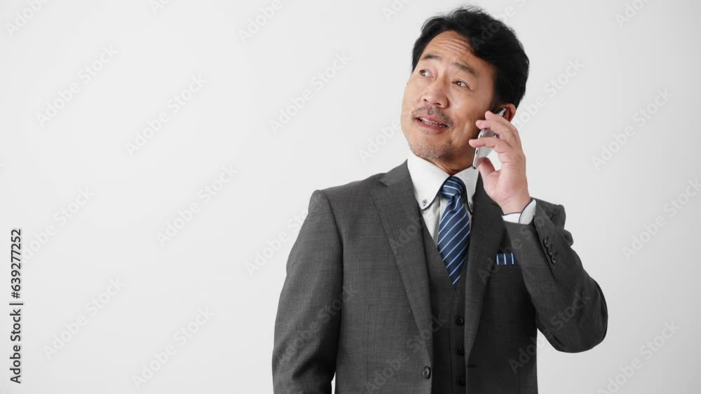 スマートフォンで通話するミドル男性 ビジネスイメージ
スマートフォンで通話するミドル男性 ビジネスイメージ