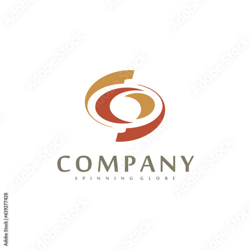 Revolving Earth Abstract Expression in Rich Gold and Earthy Brown Vector Logo