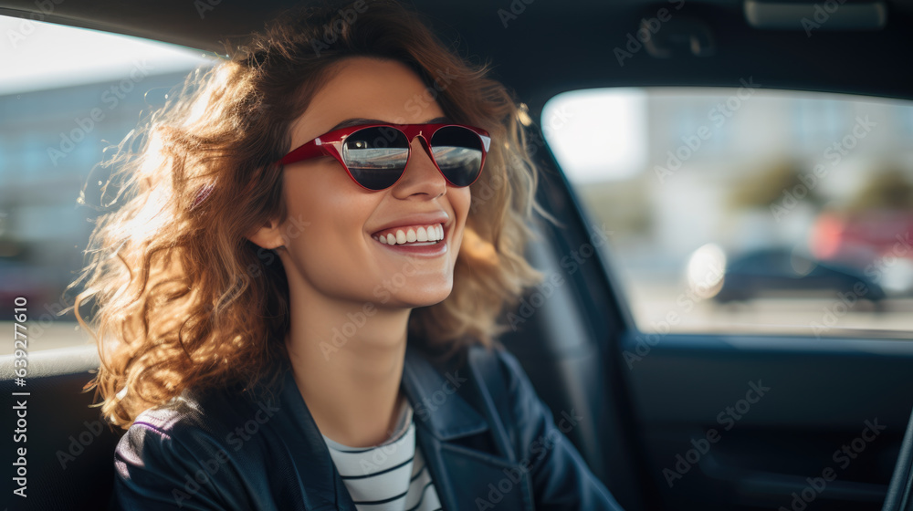Woan sits behind the wheel of a car and smiles Woan sits behind the wheel of a car and smiles