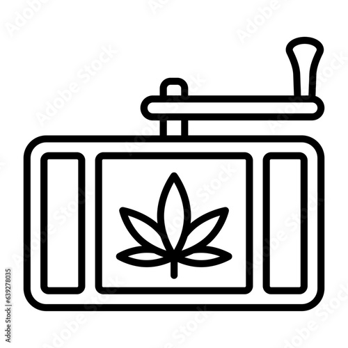 Manual Hemp Crusher vector outline design, hallucinogen and stimulant symbol, thca and cbda sign, psychoactive nature drug stock illustration, Handheld Weed Grinder concept