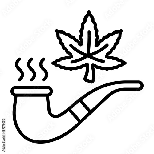 Beedhi or Hemp Cigar vector outline design, hallucinogen and stimulant symbol, thca and cbda sign, psychoactive nature drug stock illustration, Cannagar concept
