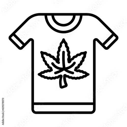 Hemp Weed Merchandising or Branding Shirt vector outline design, hallucinogen and stimulant symbol, thca and cbda sign, psychoactive nature drug stock illustration, Cannabis Leaf for Print On Demand