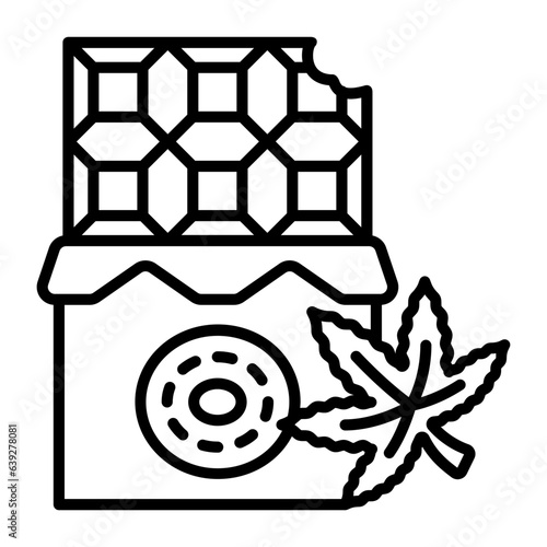 marijuana edible experience vector outline design, hallucinogen and stimulant symbol, thca and cbda sign, psychoactive nature drug stock illustration, cannabis infused snacks or chocolate bars concept