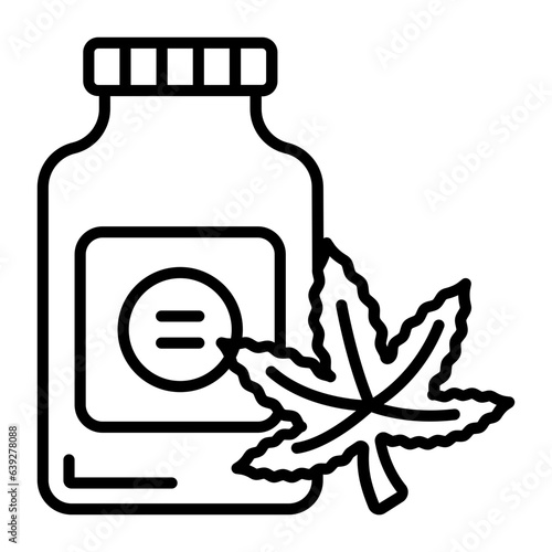 dried bud container vector outline design, hallucinogen and stimulant symbol, thca and cbda sign, psychoactive nature drug stock illustration, Dry leaf storage concept