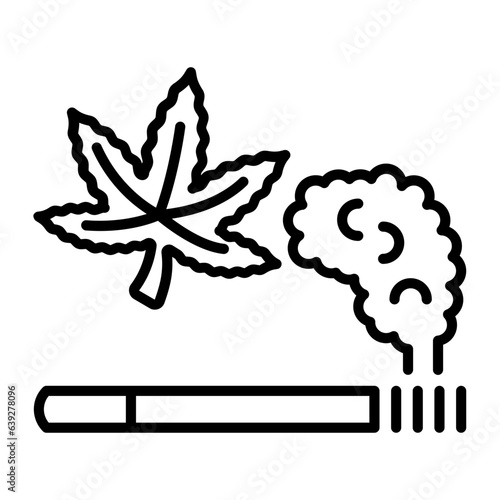 Cannagar vector outline design, hallucinogen and stimulant symbol, thca and cbda sign, psychoactive nature drug stock illustration, colloquially or smoking weed concept photo